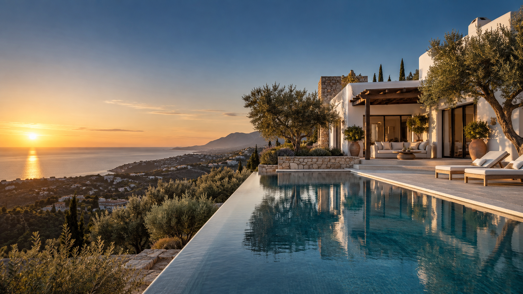 Contemporary Mediterranean villa overlooking the sea